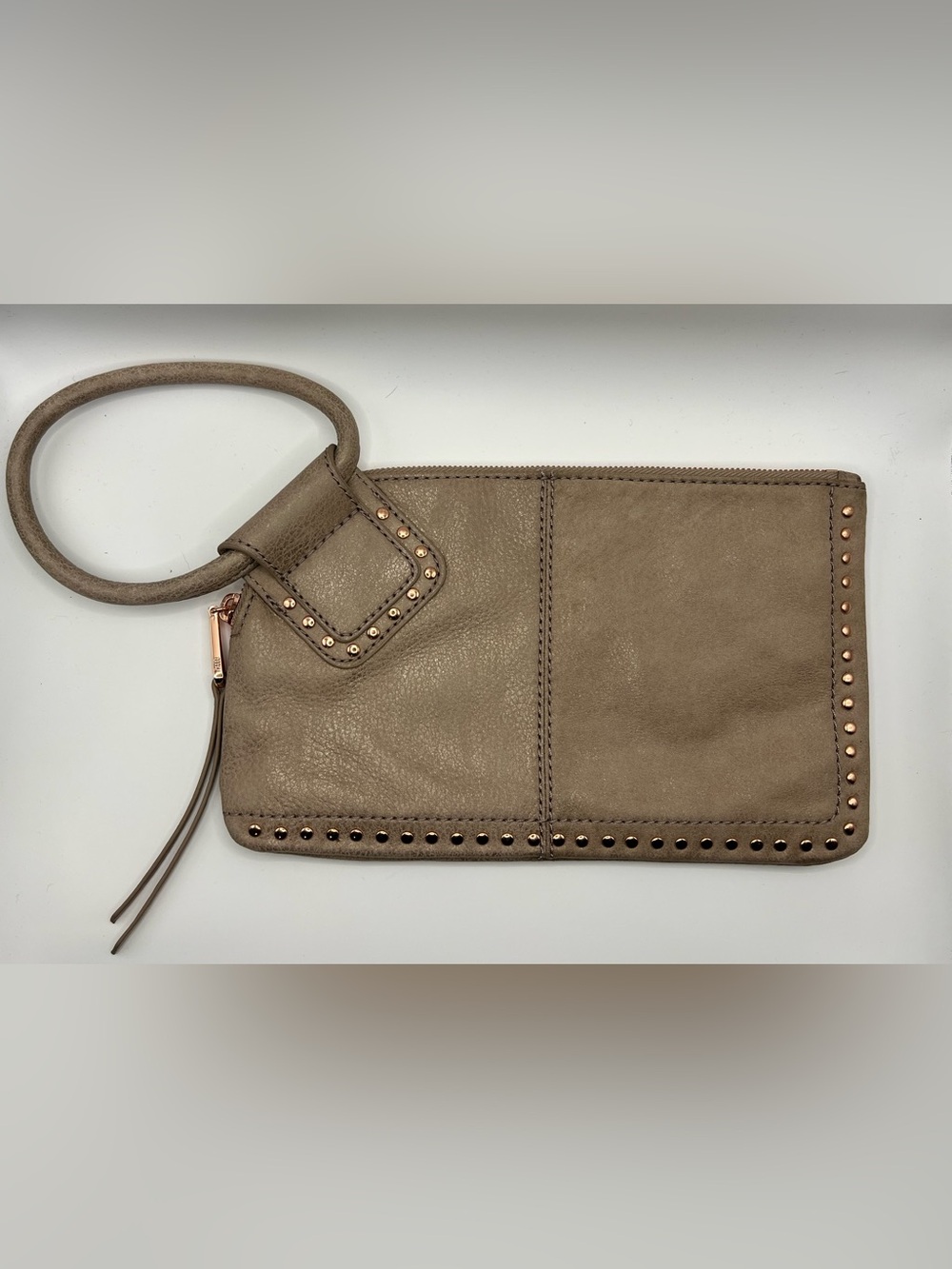 Hobo Sable Brown Metallic with Rose Gold Studs Clutch Wristlet